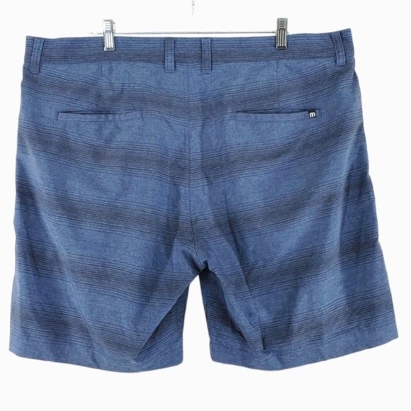 Travis Mathew Golf Shorts Mens 40 (41) Blue Black Ombré Pinstriped Stretch 8.5” - Picture 1 of 10